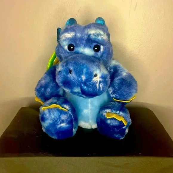 aurora Other - Aurora Blue Camo Dragon Verath Firebreath Plush Stuffed Animal 10" sitting